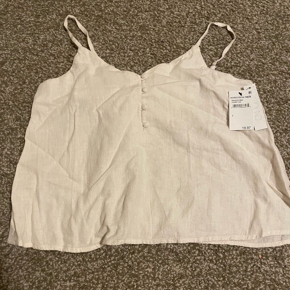 Cream button front tank